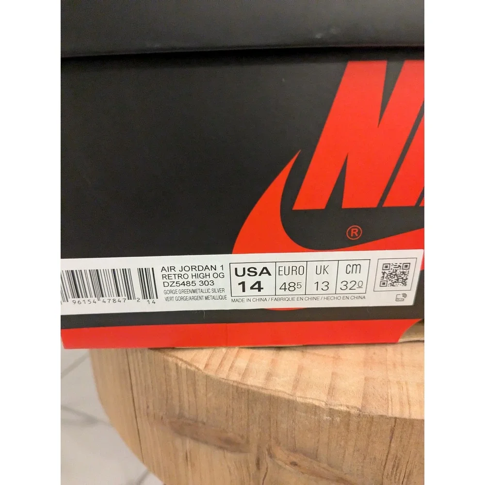 Air Jordan 1 Retro High OG‎ Gorge Green Metallic Silver DZ5485-303 Size 14